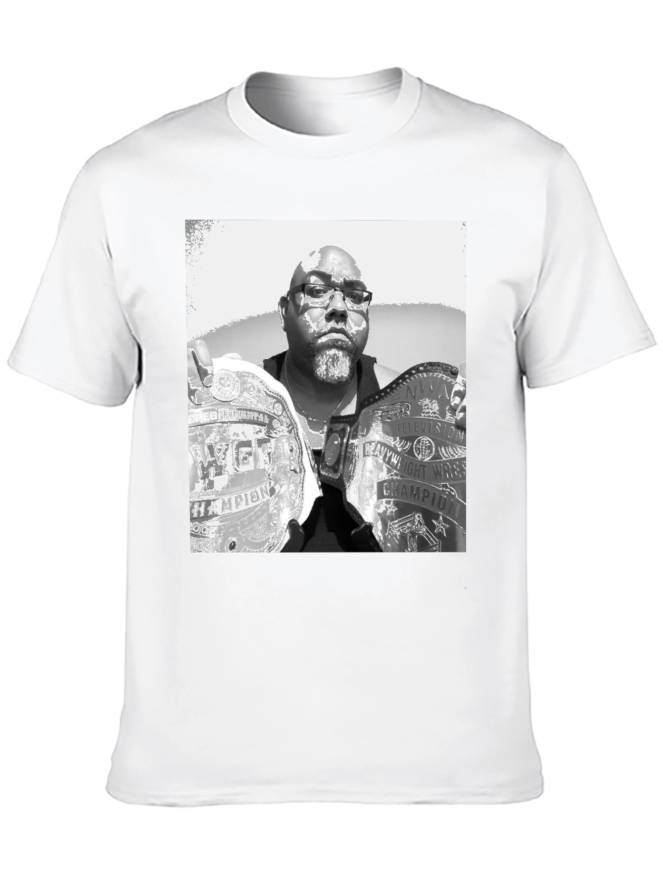 Black T-Shirt with Champion Wrestler Graphic
