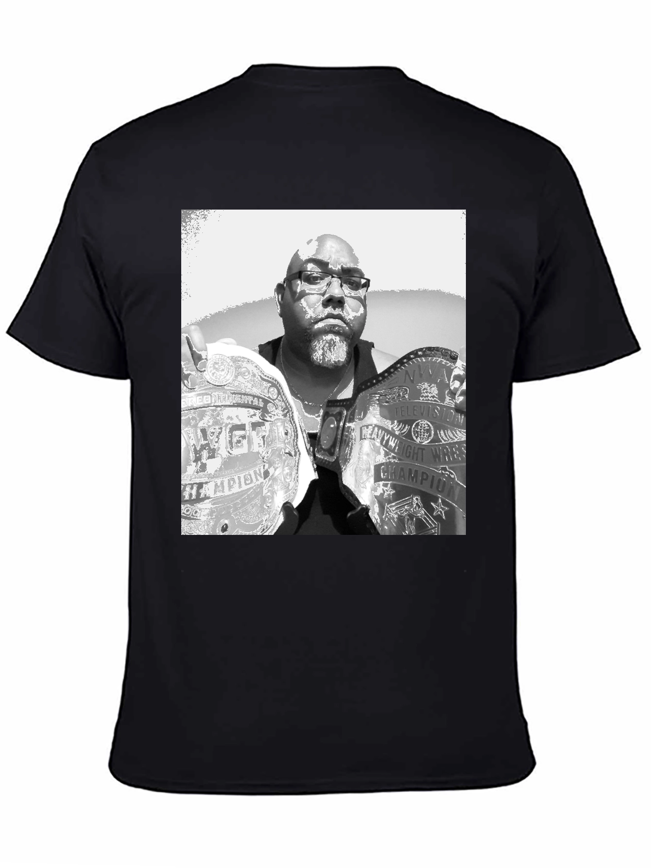 Black T-Shirt with Champion Wrestler Graphic