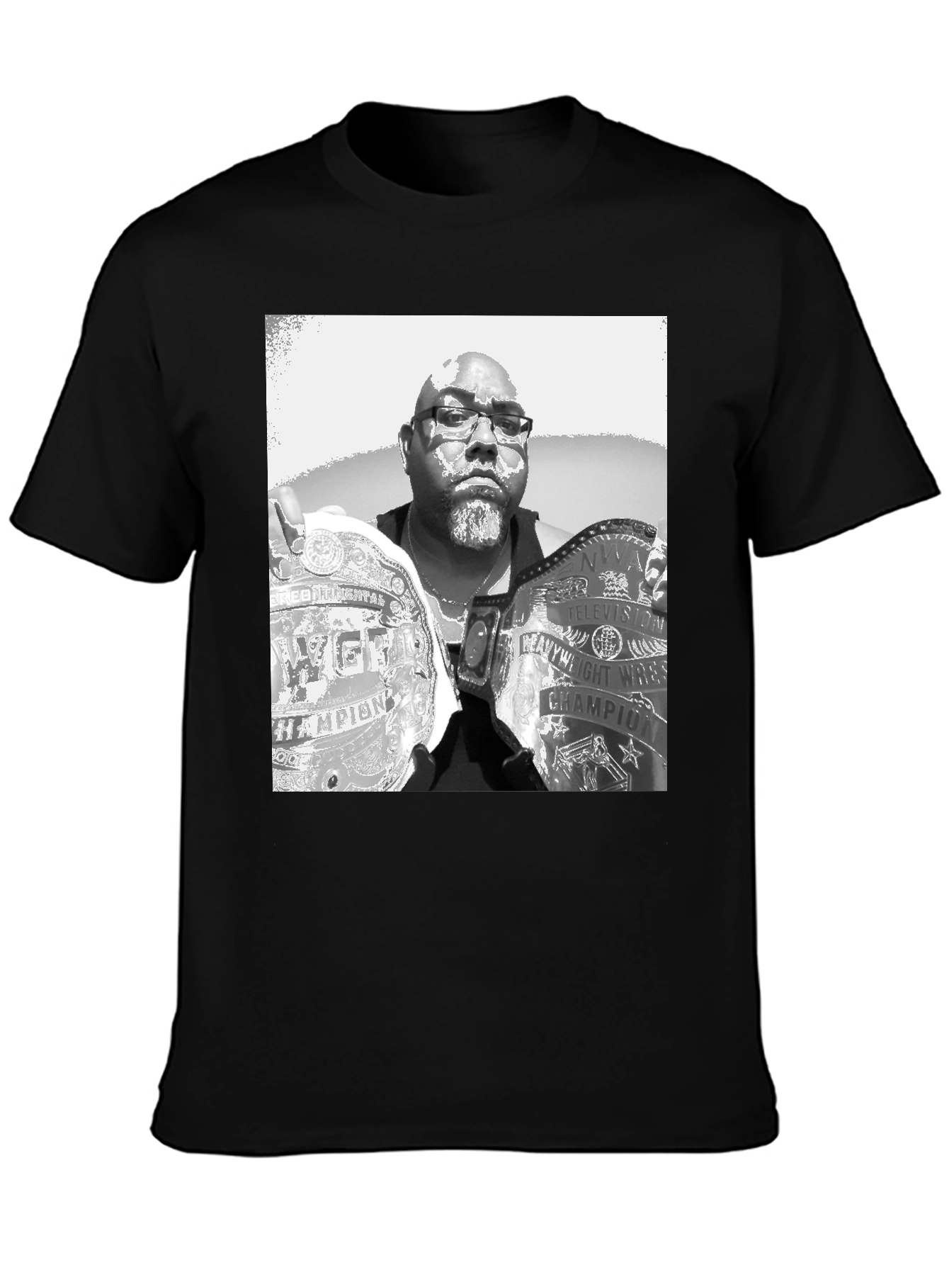 Black T-Shirt with Champion Wrestler Graphic