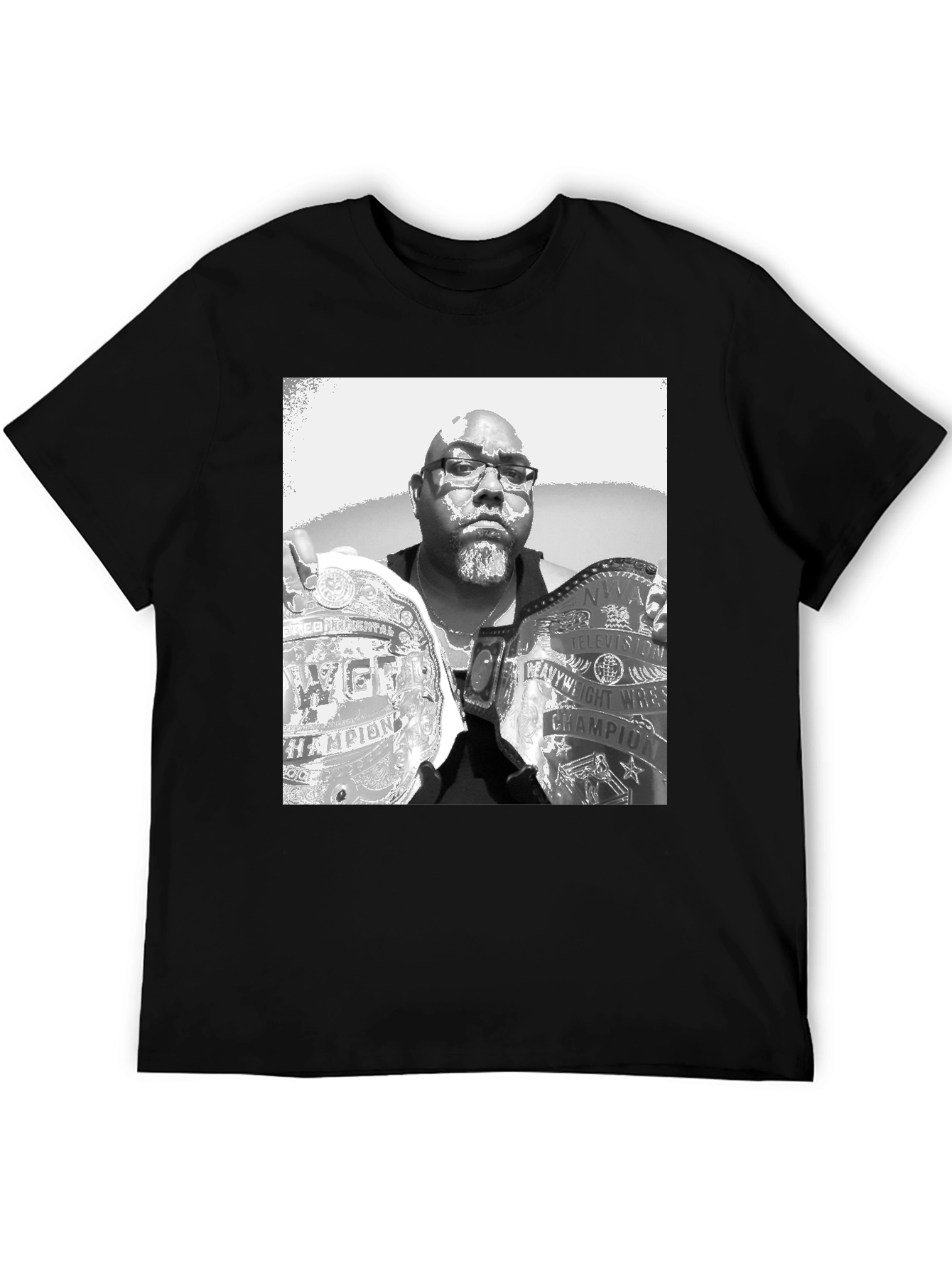 Black T-Shirt with Champion Wrestler Graphic