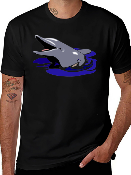 Dolphin Graphic Tee - Black Cotton T-Shirt