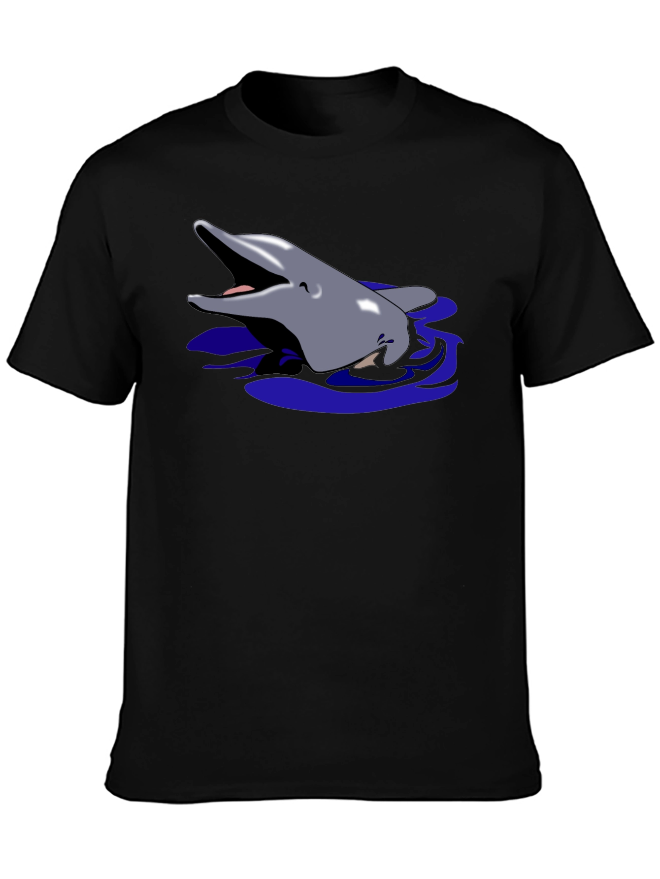 Dolphin Graphic Tee - Black Cotton T-Shirt