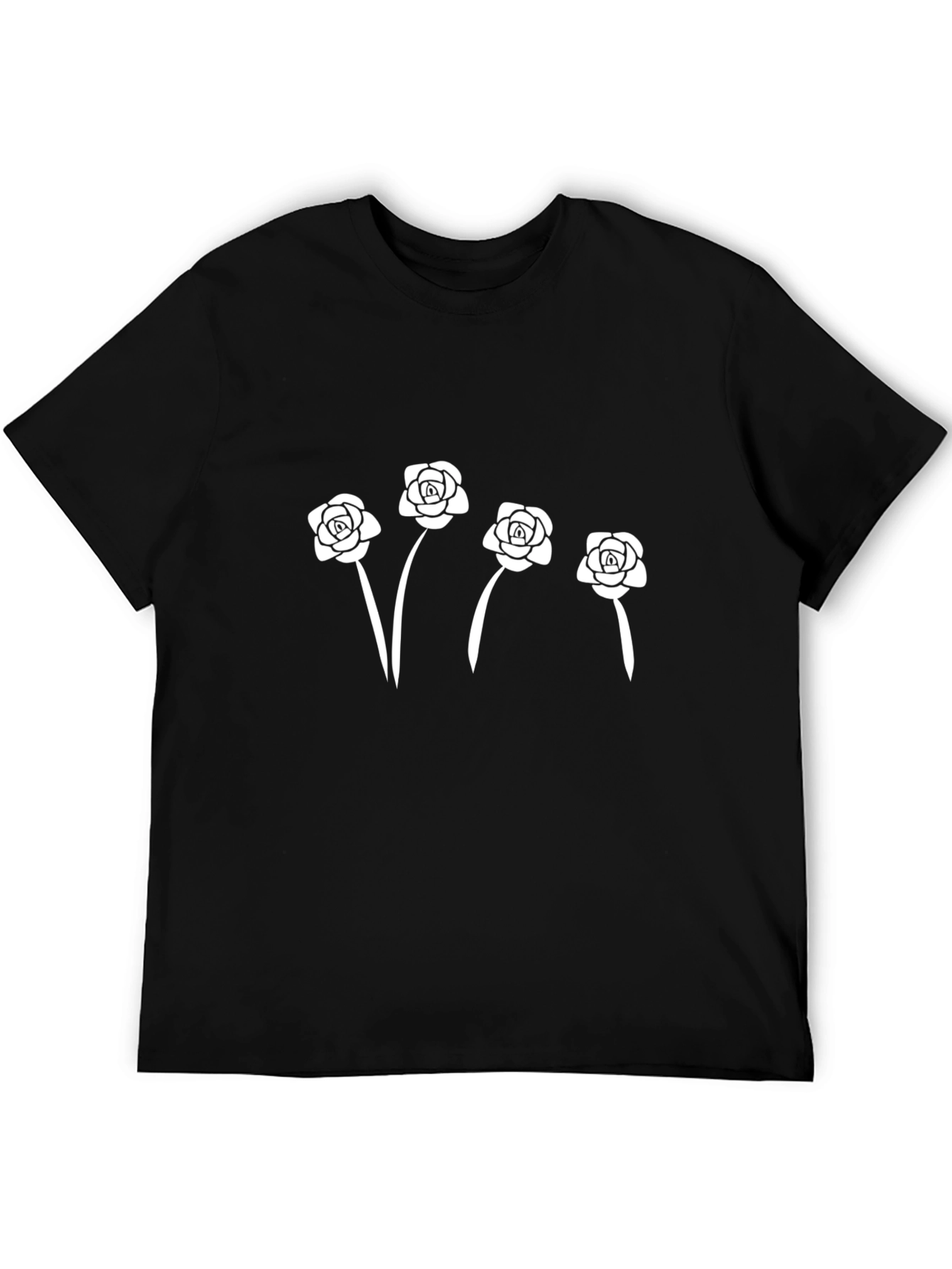 Black Floral Rose Graphic T-Shirt for Men