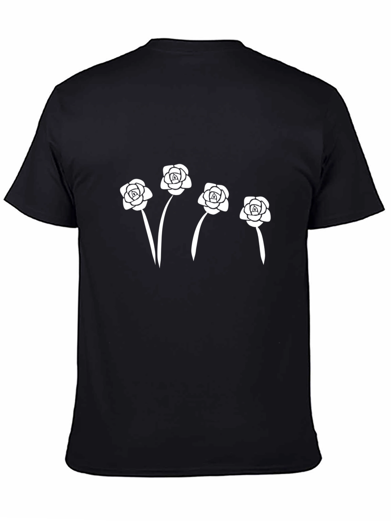 Black Floral Rose Graphic T-Shirt for Men