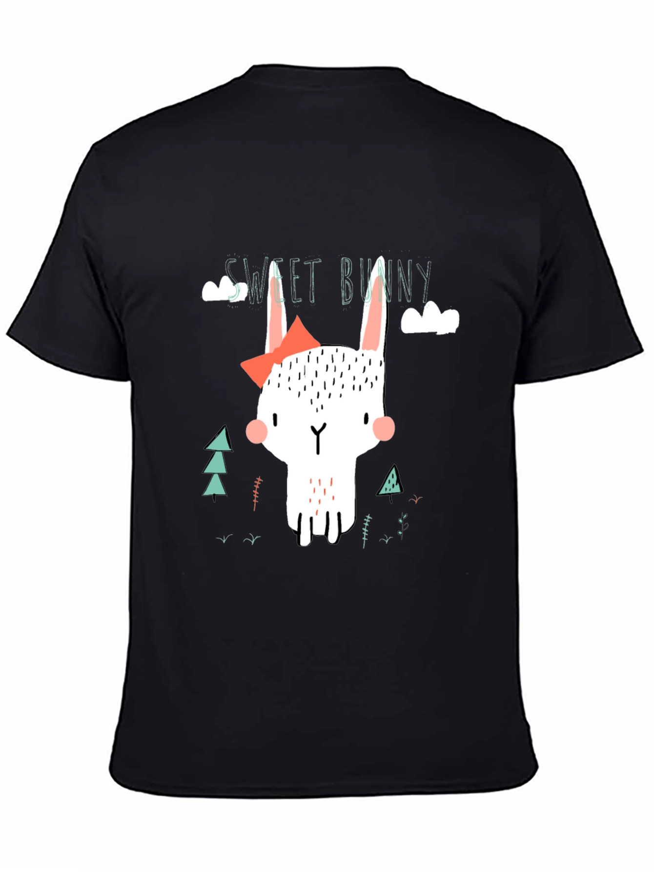 Sweet Bunny Graphic Tee - Black Cotton T-Shirt