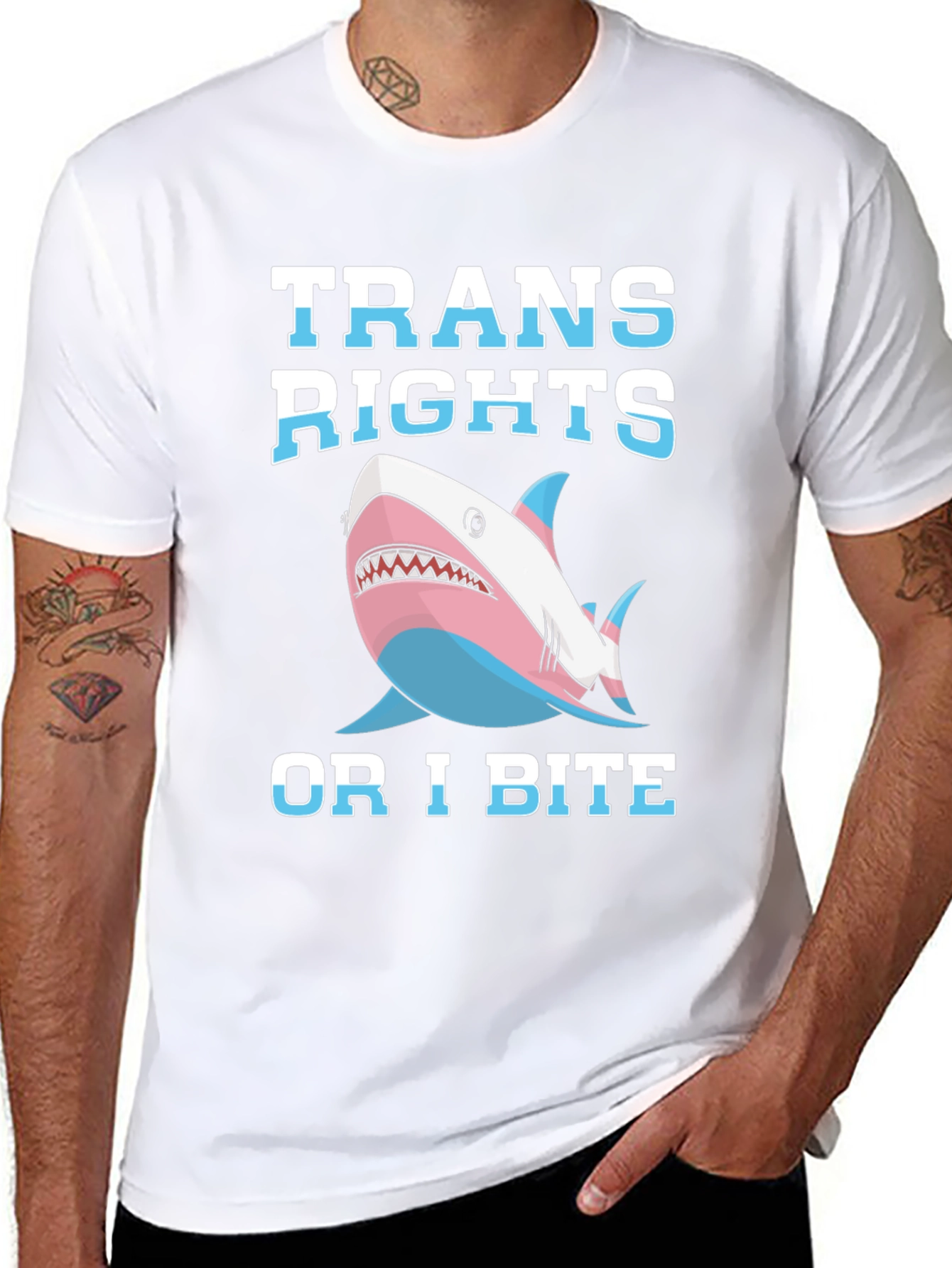 Trans Rights Shark Bite T-Shirt