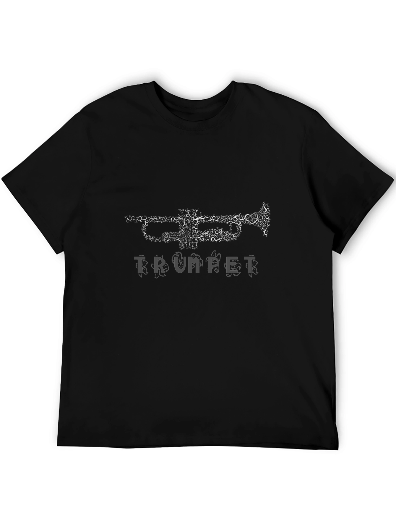 Trumpet Graphic Print Black T-Shirt