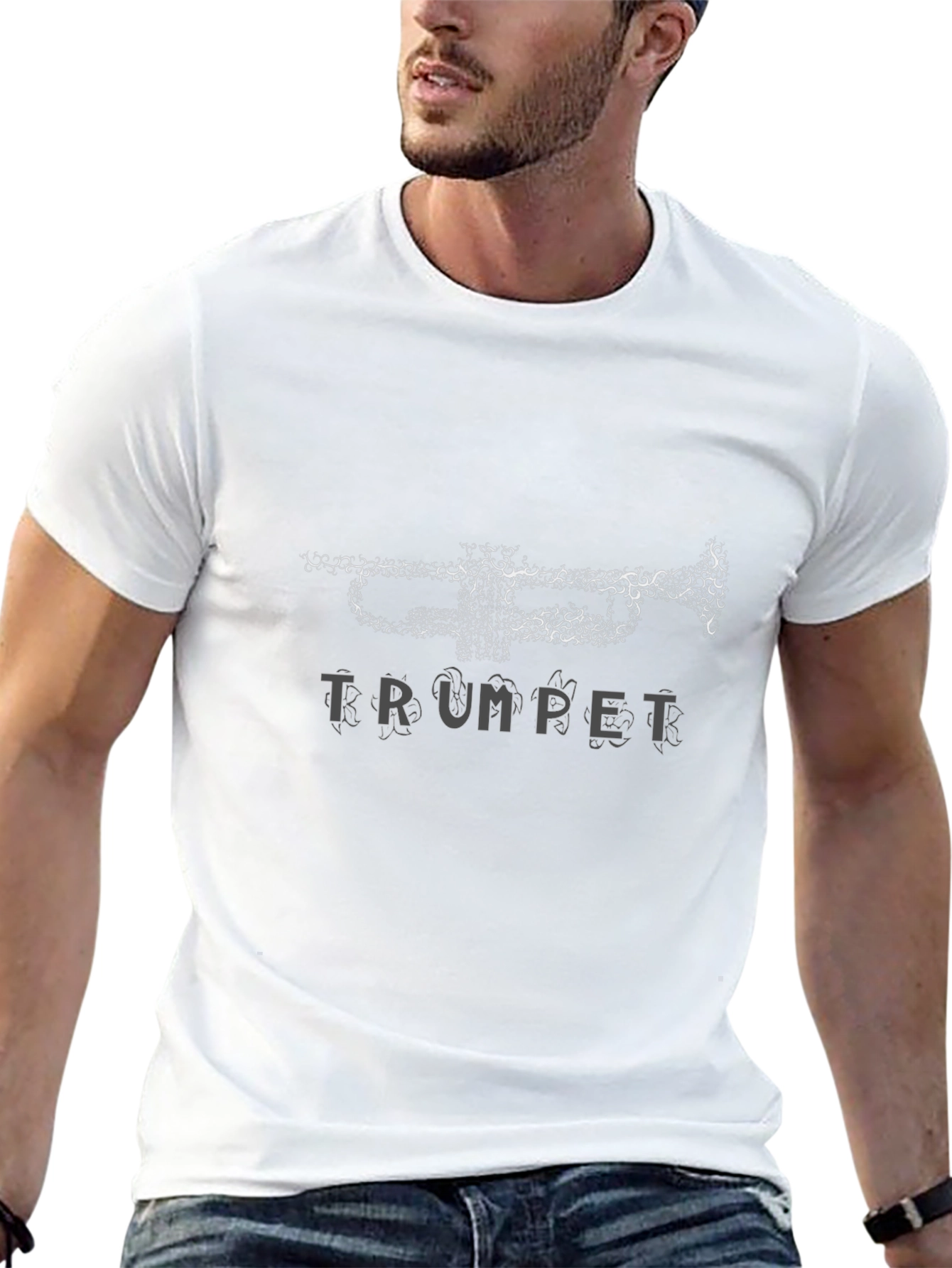 Trumpet Graphic Print Black T-Shirt