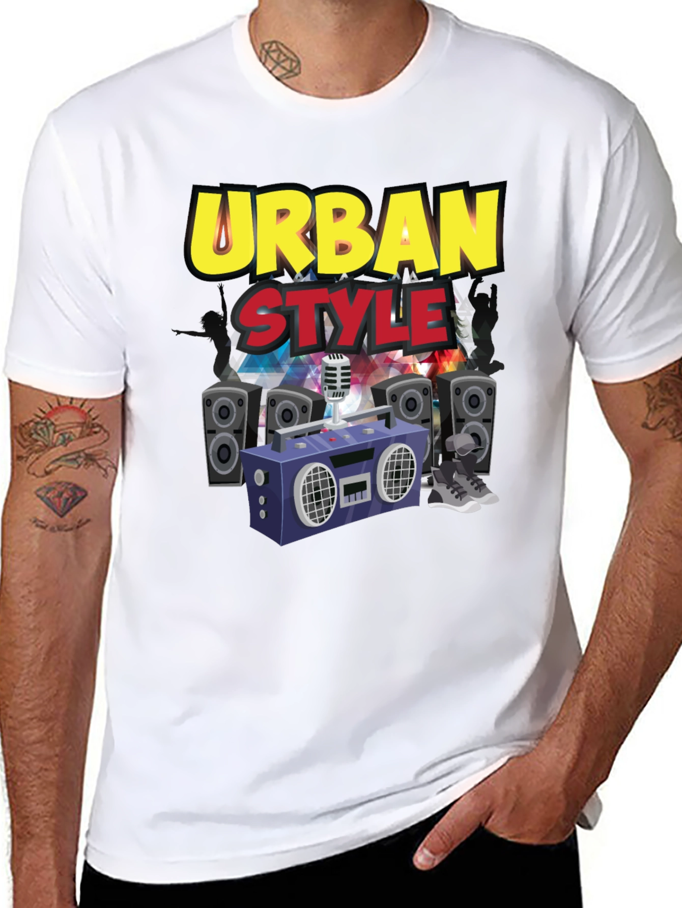 Urban Style Graphic Tee - Black