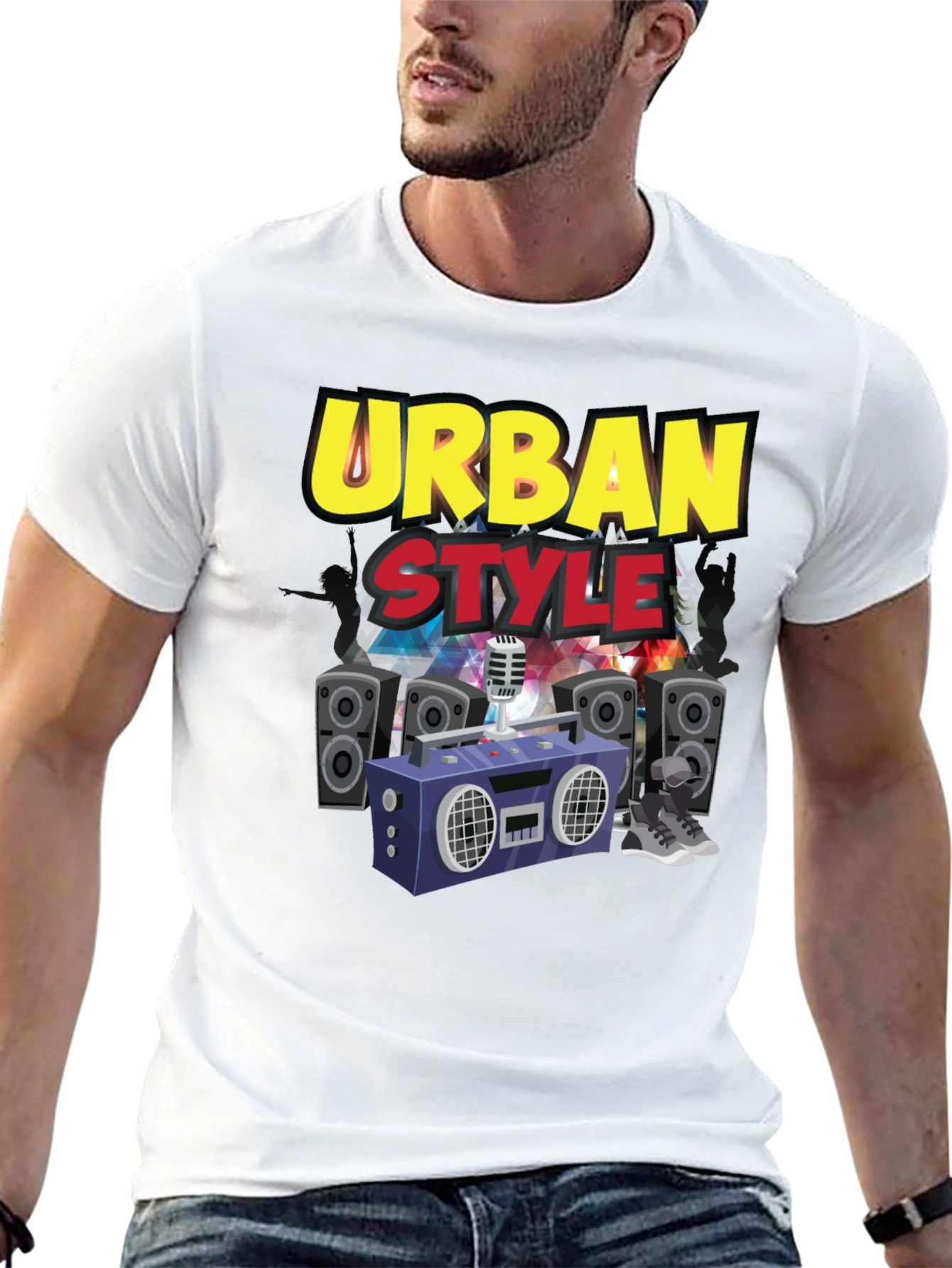 Urban Style Graphic Tee - Black