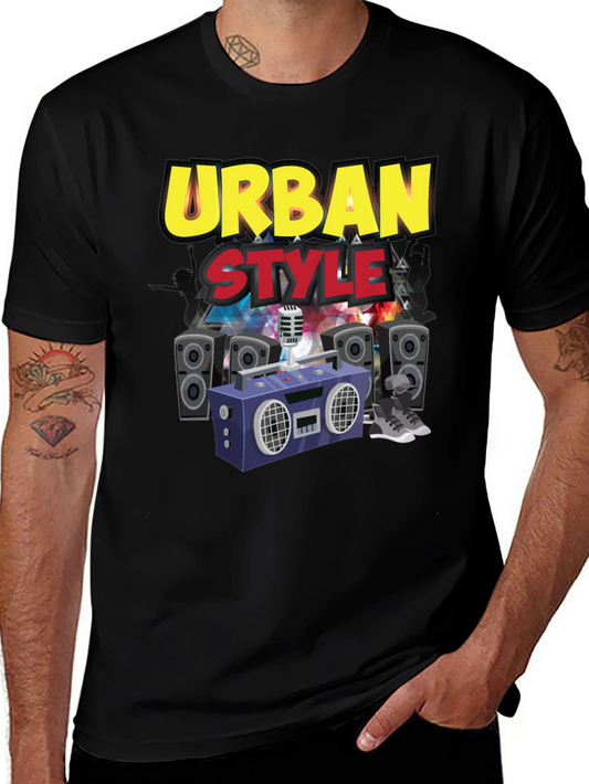 Urban Style Graphic Tee - Black