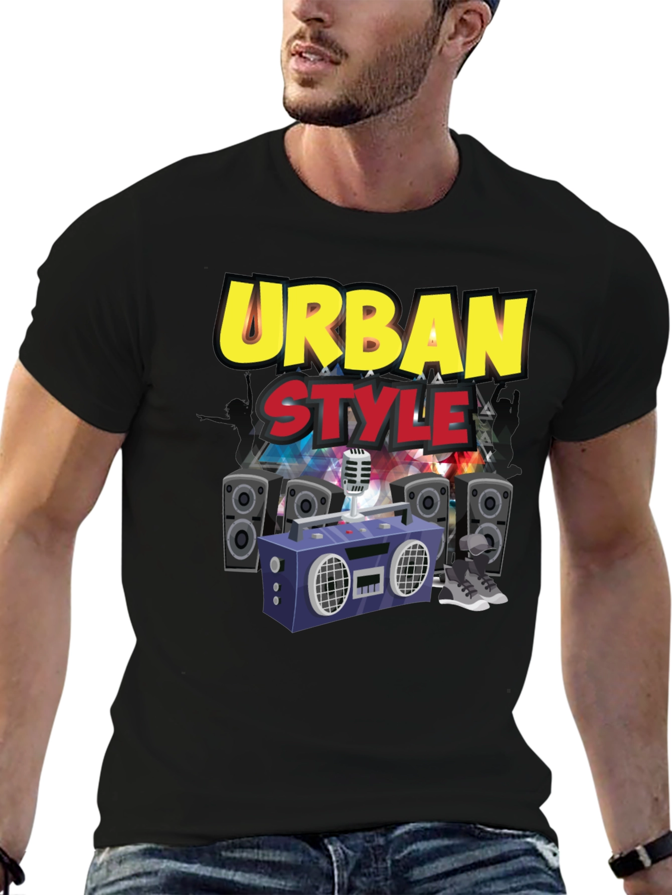 Urban Style Graphic Tee - Black