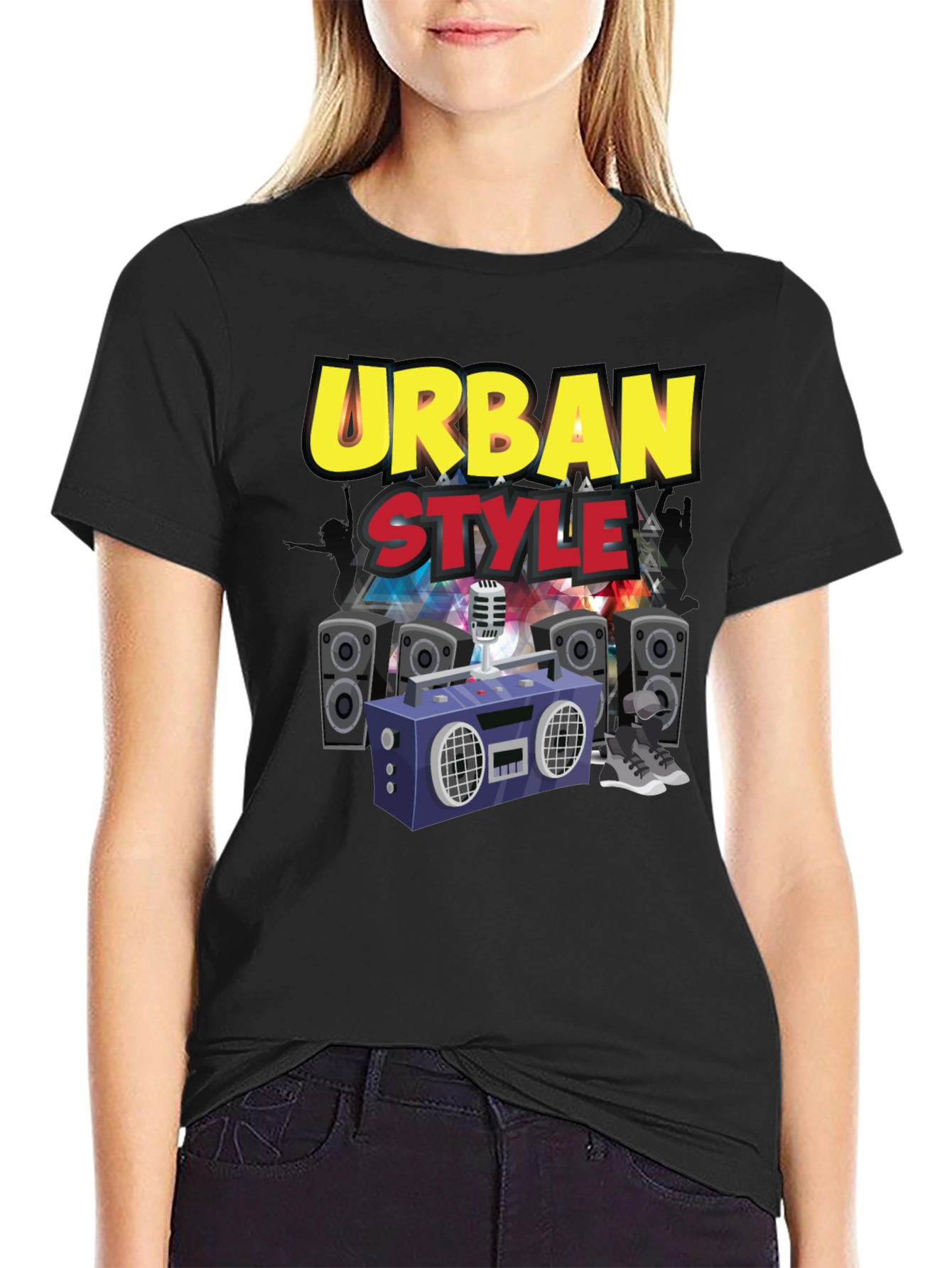 Urban Style Graphic Tee - Black