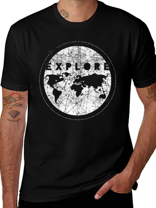 Explore Earth Graphic Print Black T-Shirt