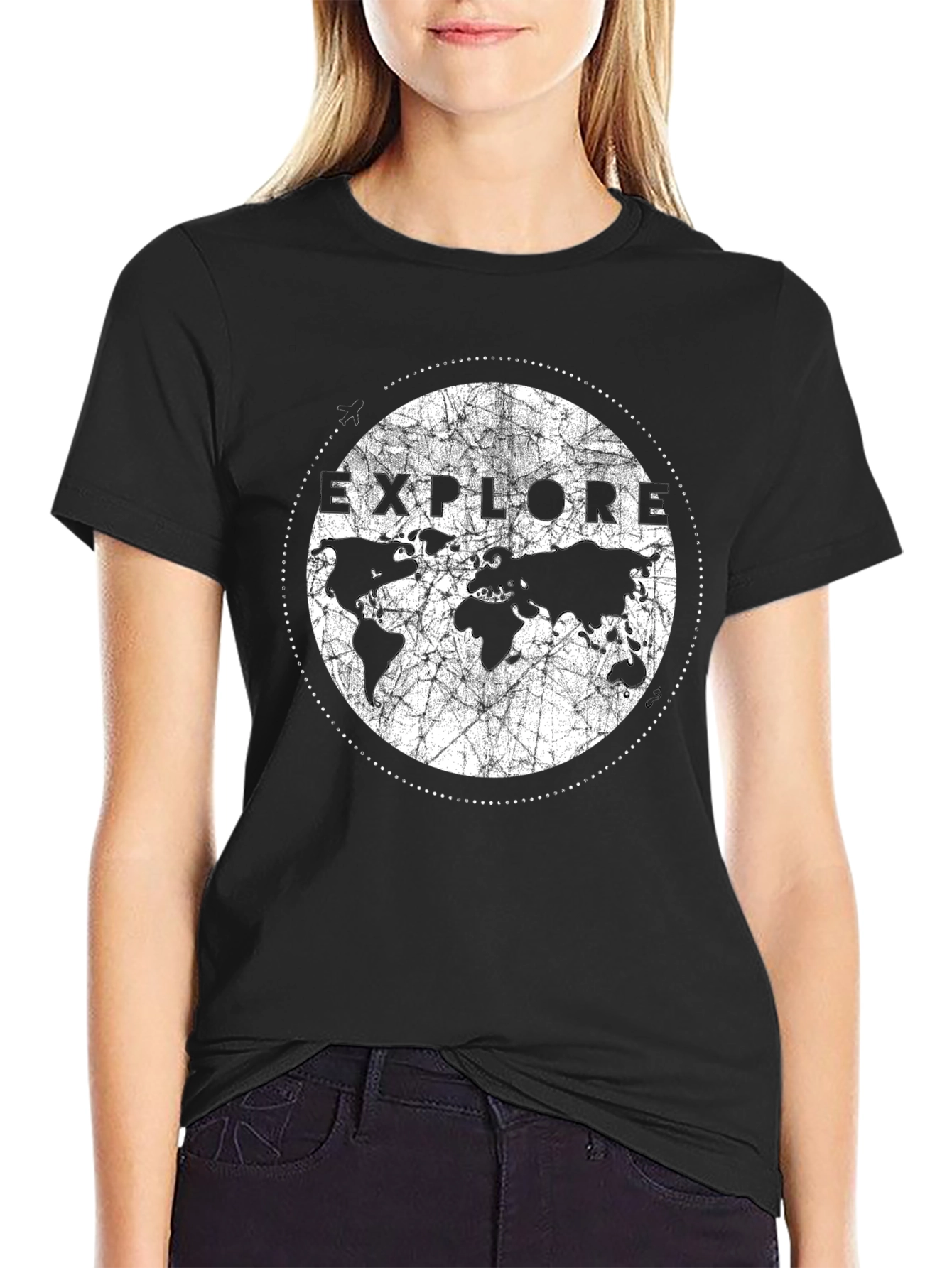 Explore Earth Graphic Print Black T-Shirt
