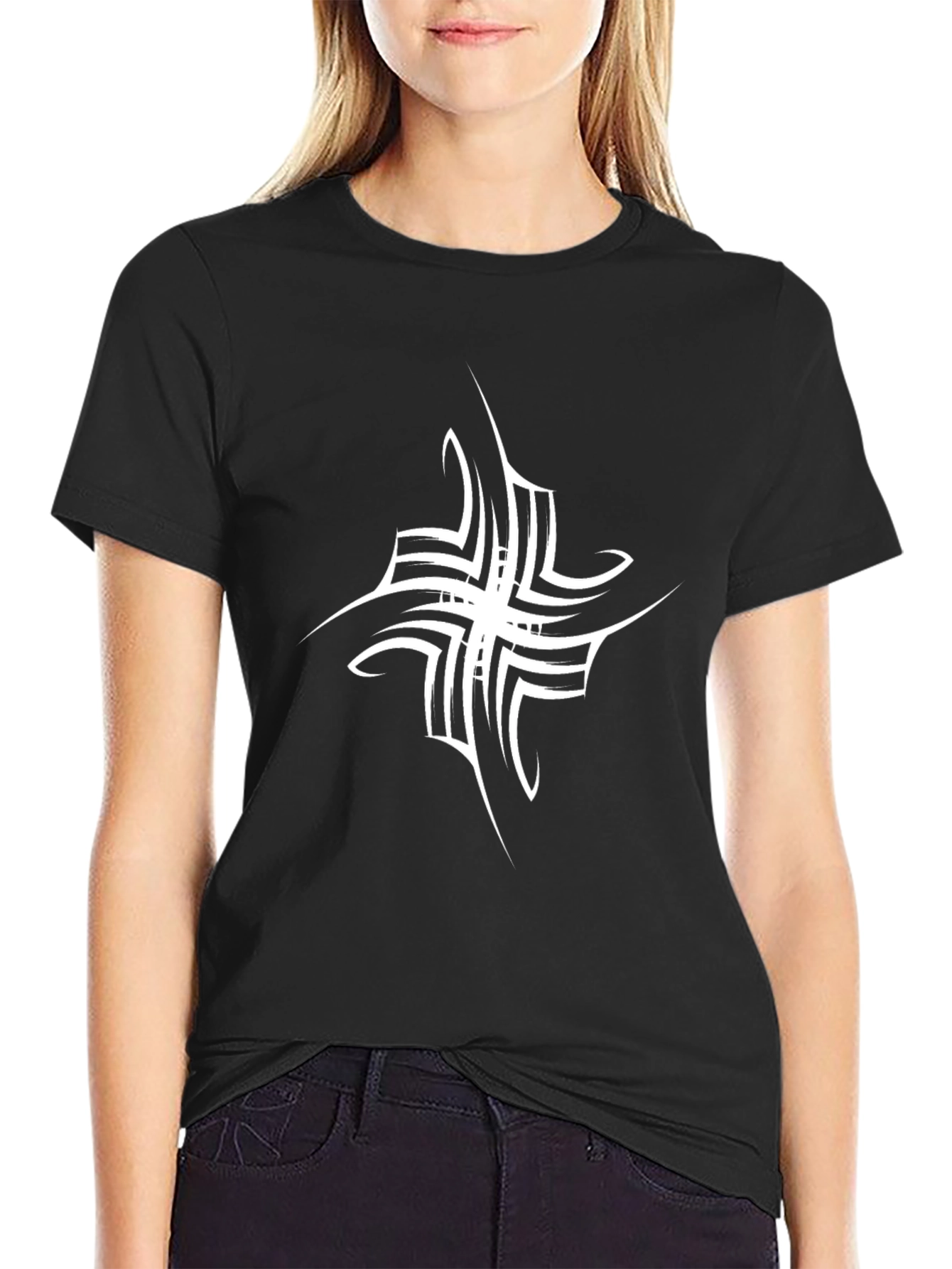 Modern Tribal Graphic Black T-Shirt