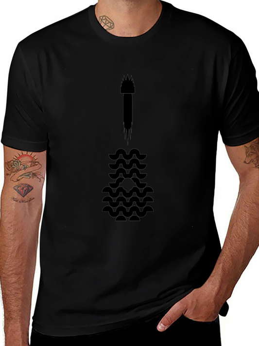 Abstract Guitar Graphic Tee - Black Cotton Blend