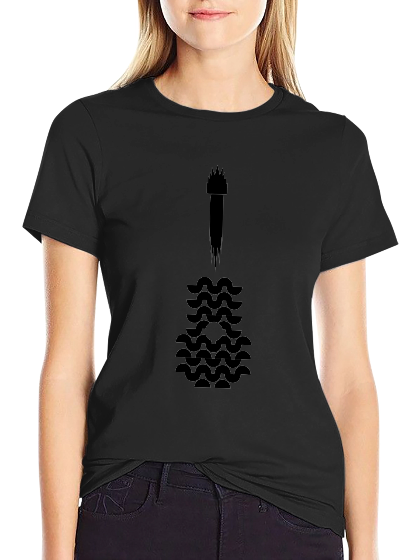 Abstract Guitar Graphic Tee - Black Cotton Blend
