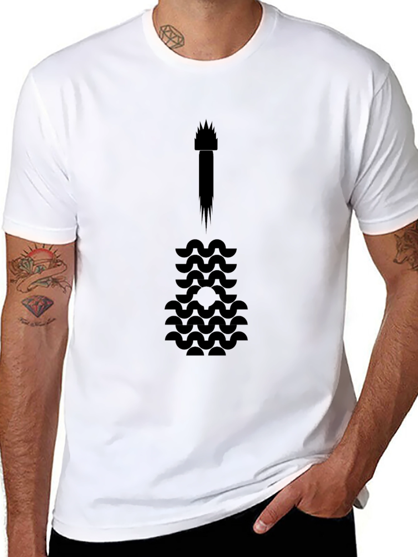 Abstract Guitar Graphic Tee - Black Cotton Blend