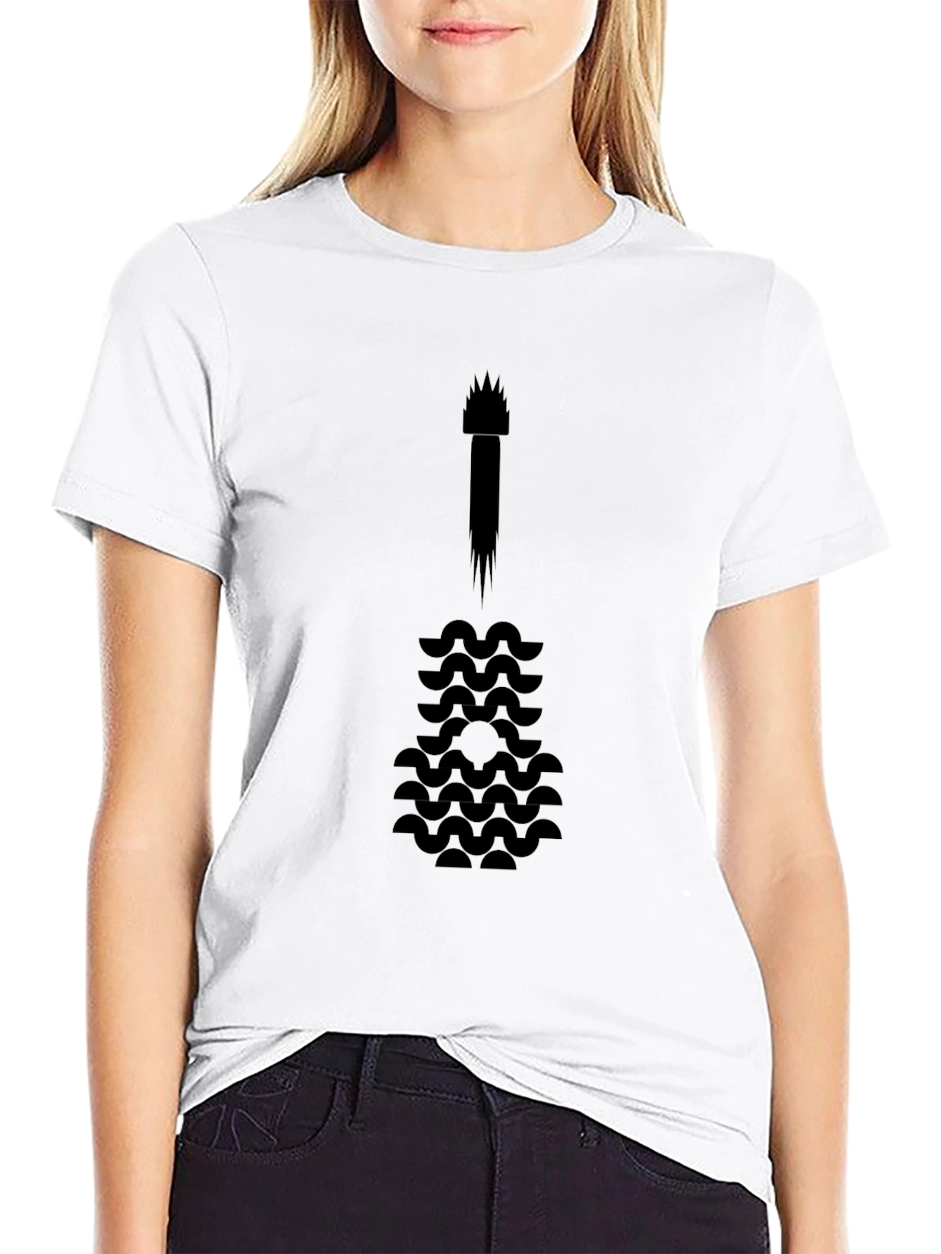 Abstract Guitar Graphic Tee - Black Cotton Blend