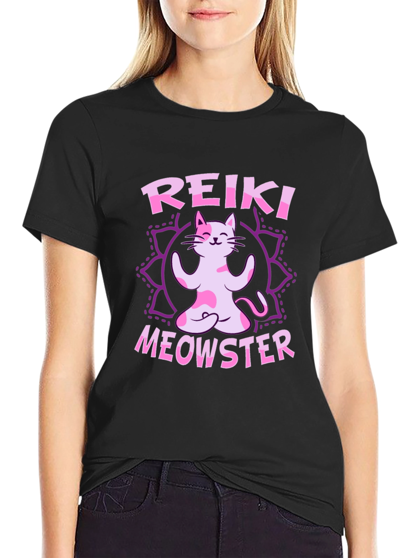 Reiki Meowster Cat Yoga T-Shirt