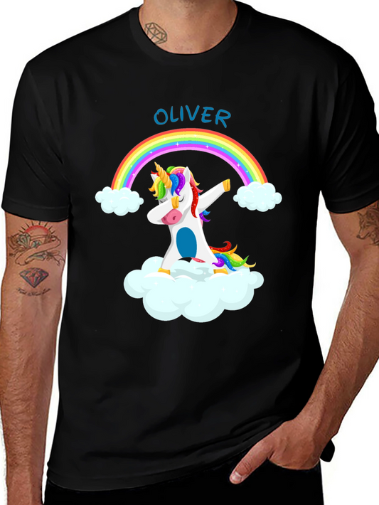 Personalized Unicorn Rainbow Dab T-Shirt - Oliver