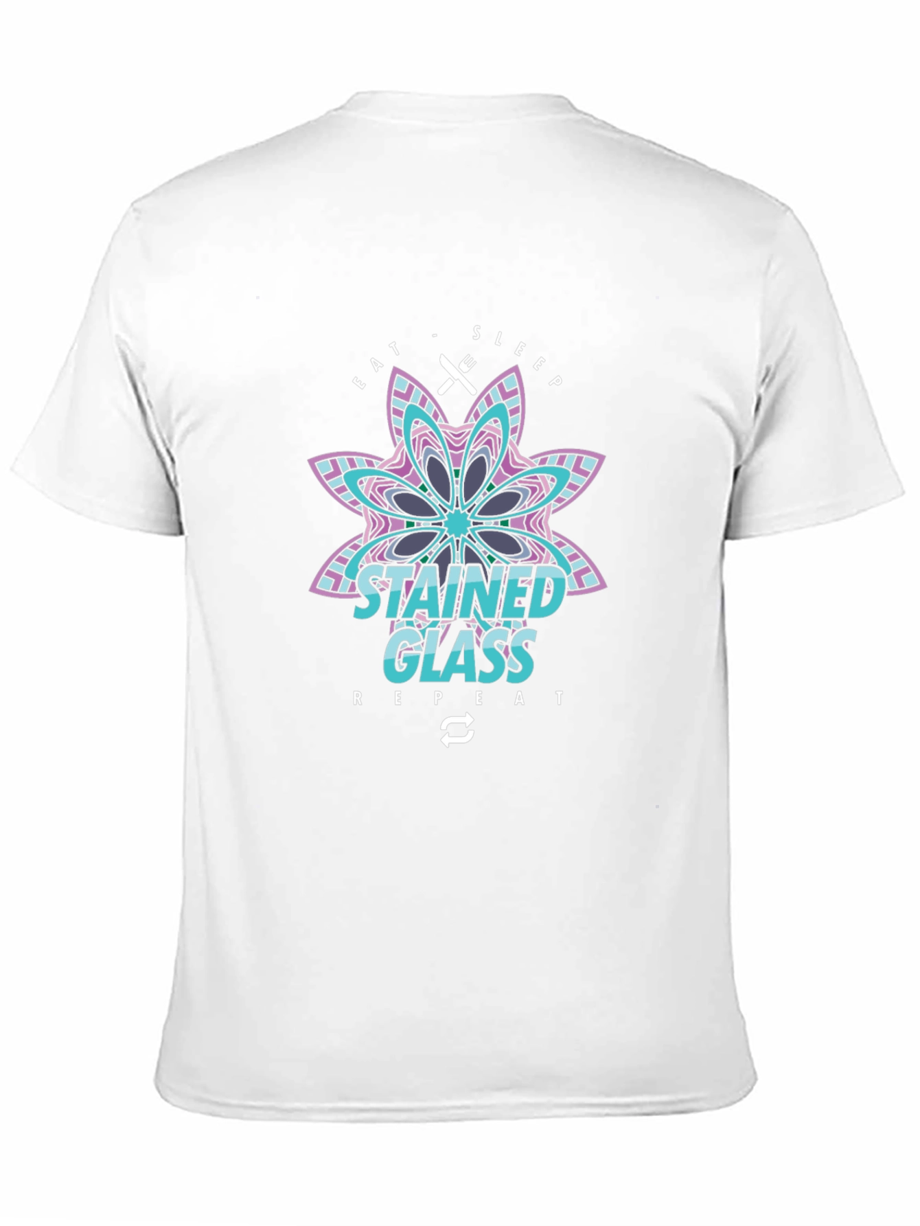 Stained Glass Eat Sleep Repeat Black T-Shirt