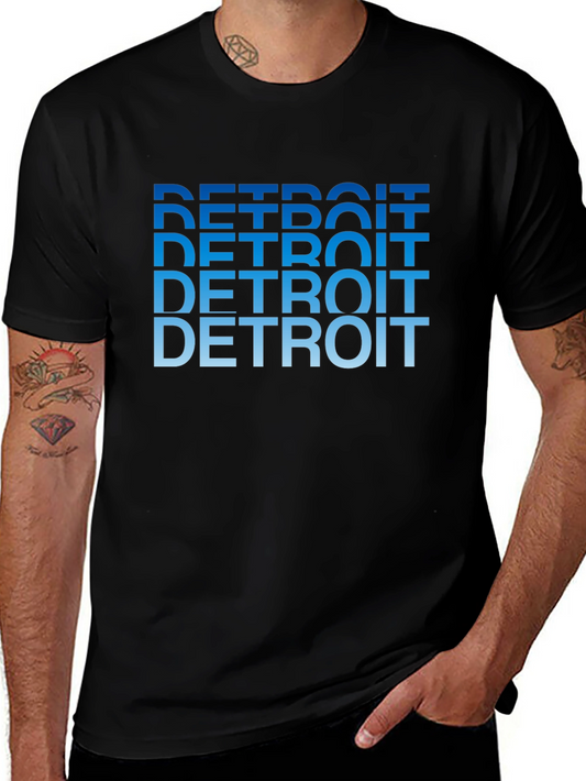 Detroit Text Gradient Black Tee