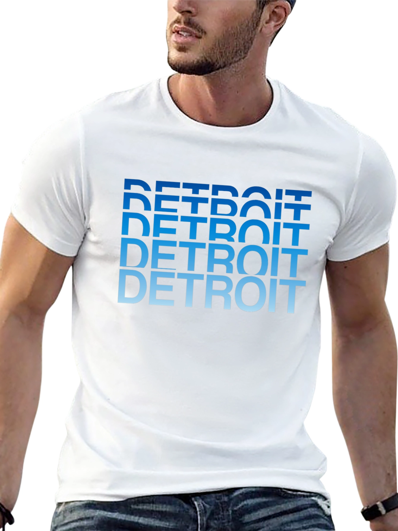 Detroit Text Gradient Black Tee