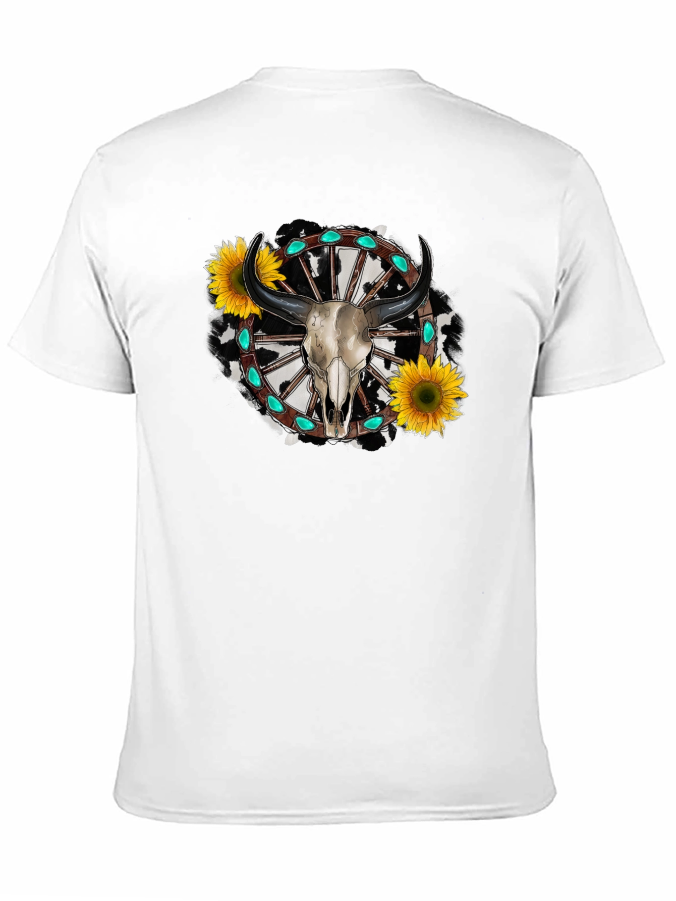 Western Bull Skull Sunflower Graphic Tee