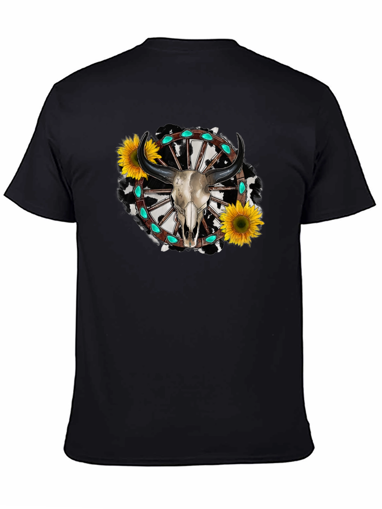 Western Bull Skull Sunflower Graphic Tee