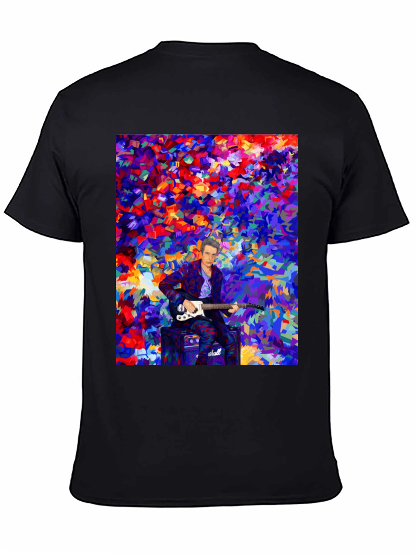 Abstract Guitar Player T-Shirt - Black