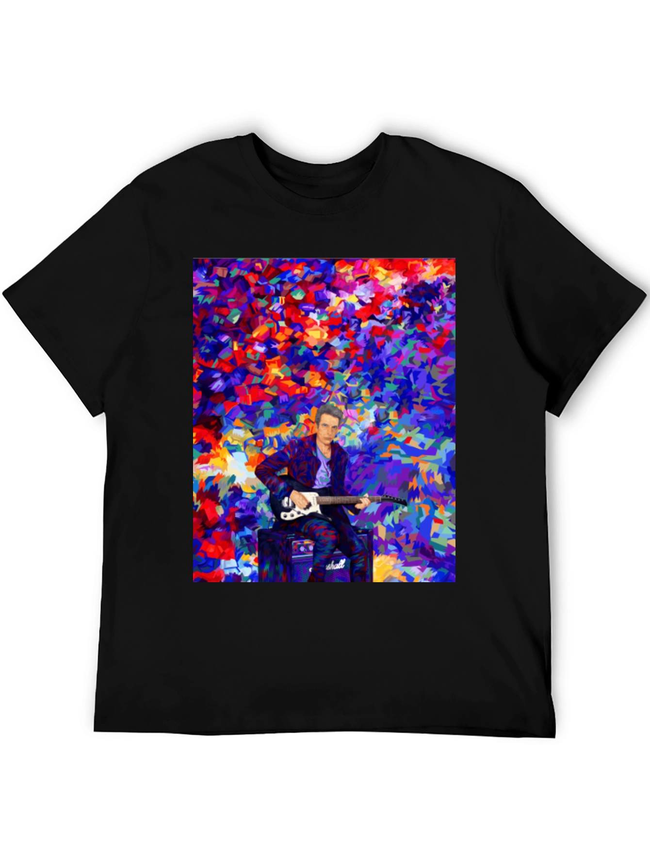 Abstract Guitar Player T-Shirt - Black