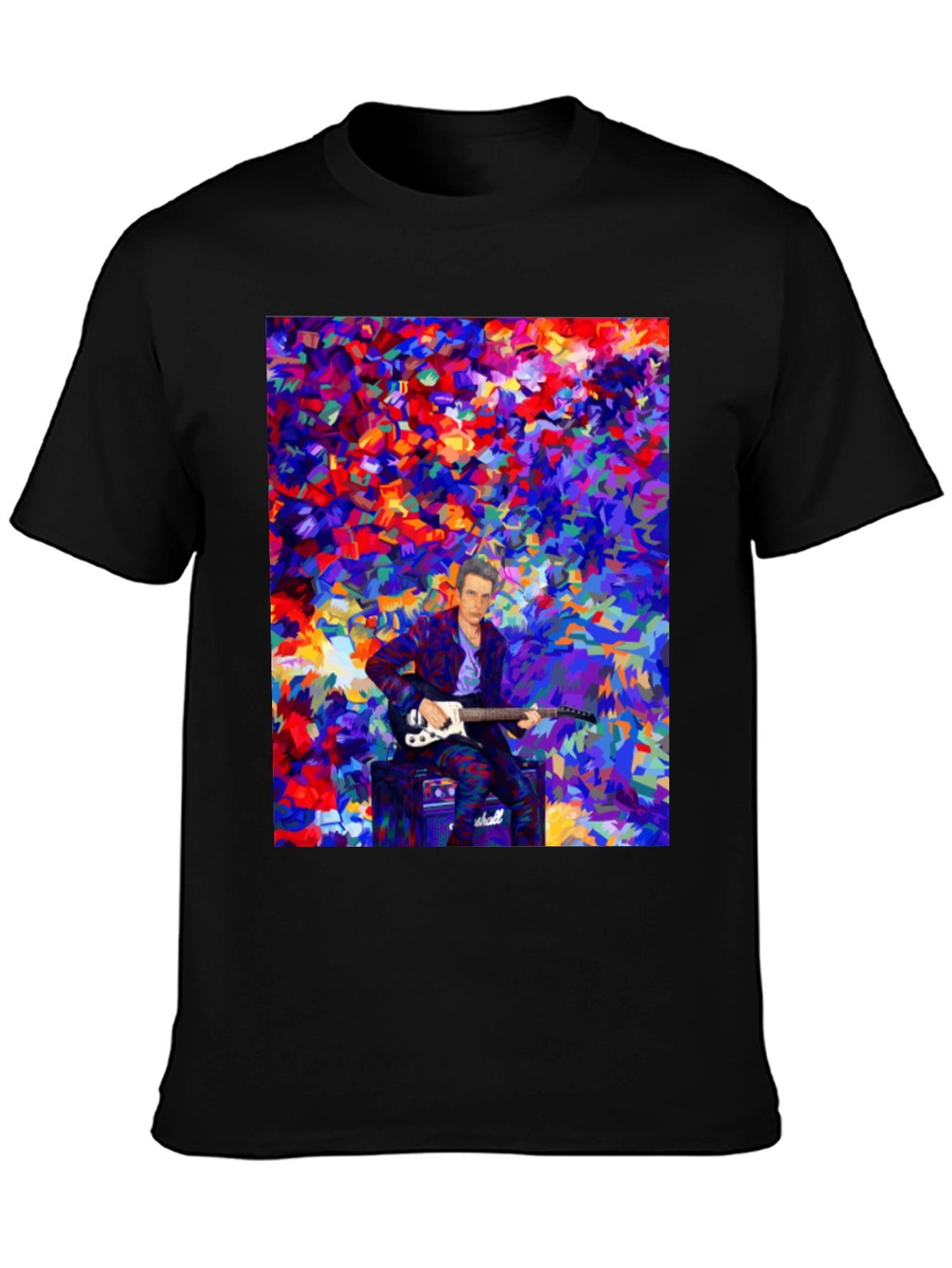 Abstract Guitar Player T-Shirt - Black