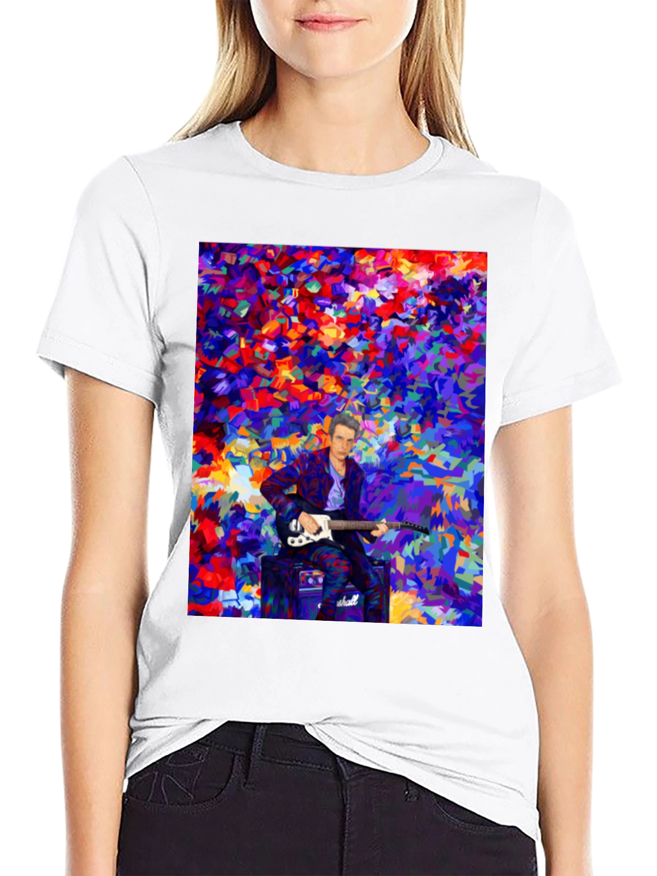 Abstract Guitar Player T-Shirt - Black