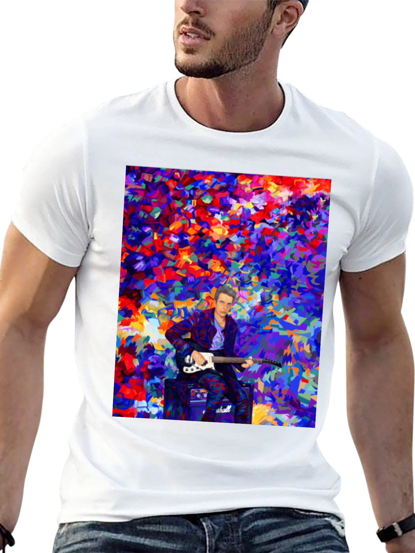 Abstract Guitar Player T-Shirt - Black