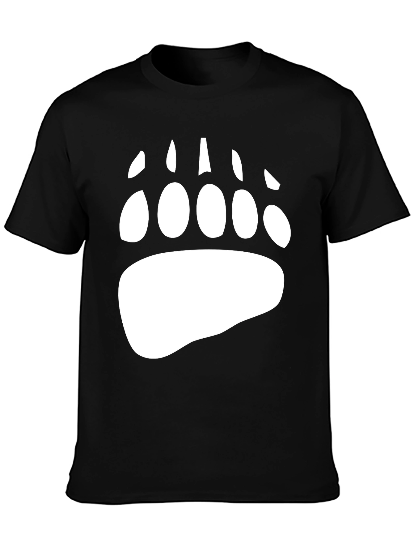 Bear Paw Print Graphic Tee - Black Cotton Blend