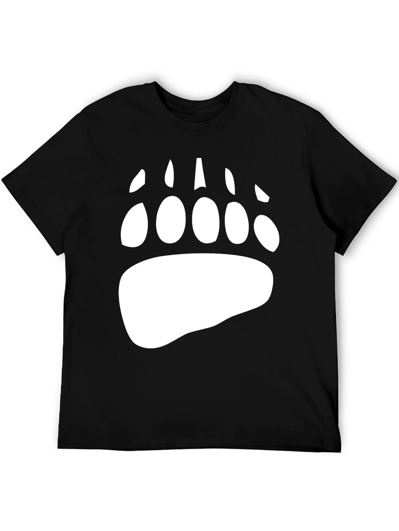 Bear Paw Print Graphic Tee - Black Cotton Blend