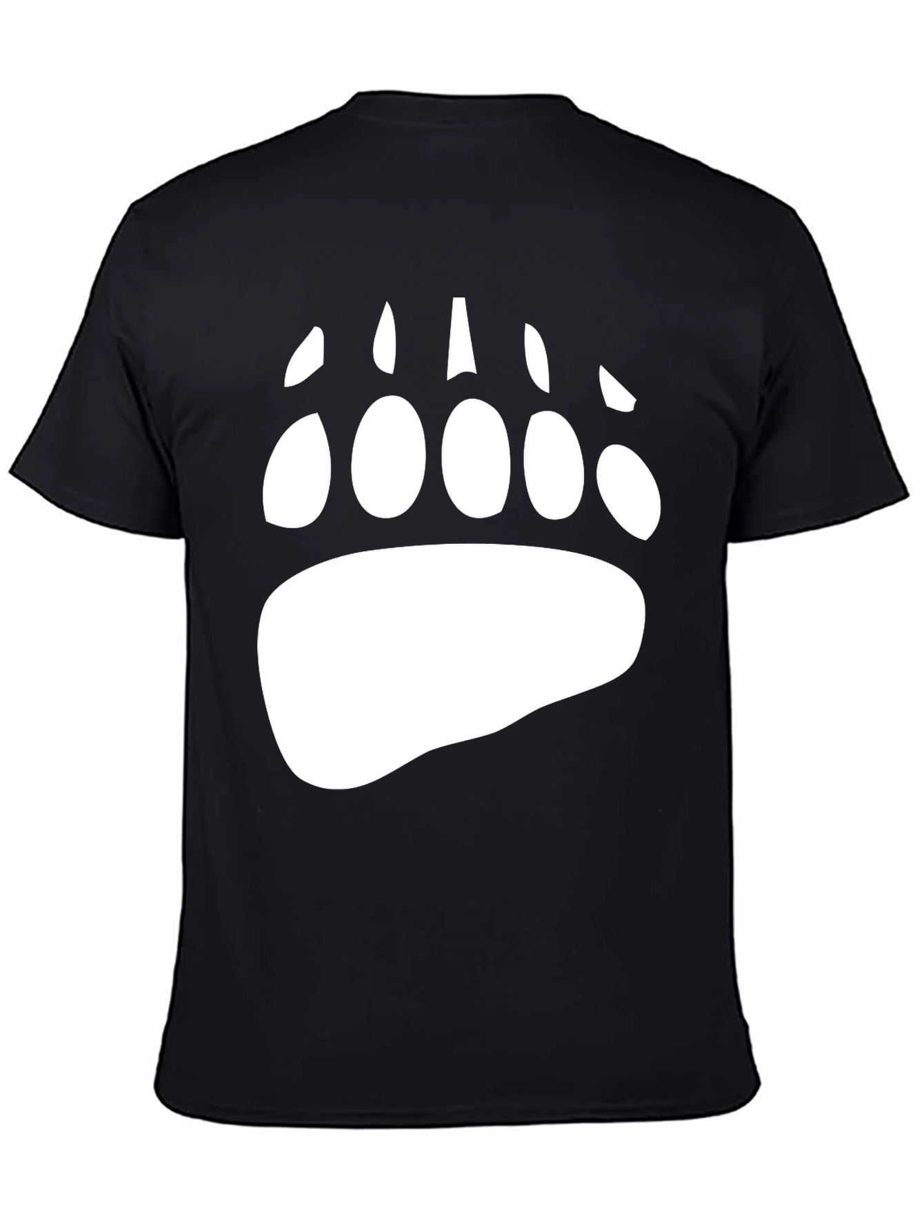 Bear Paw Print Graphic Tee - Black Cotton Blend