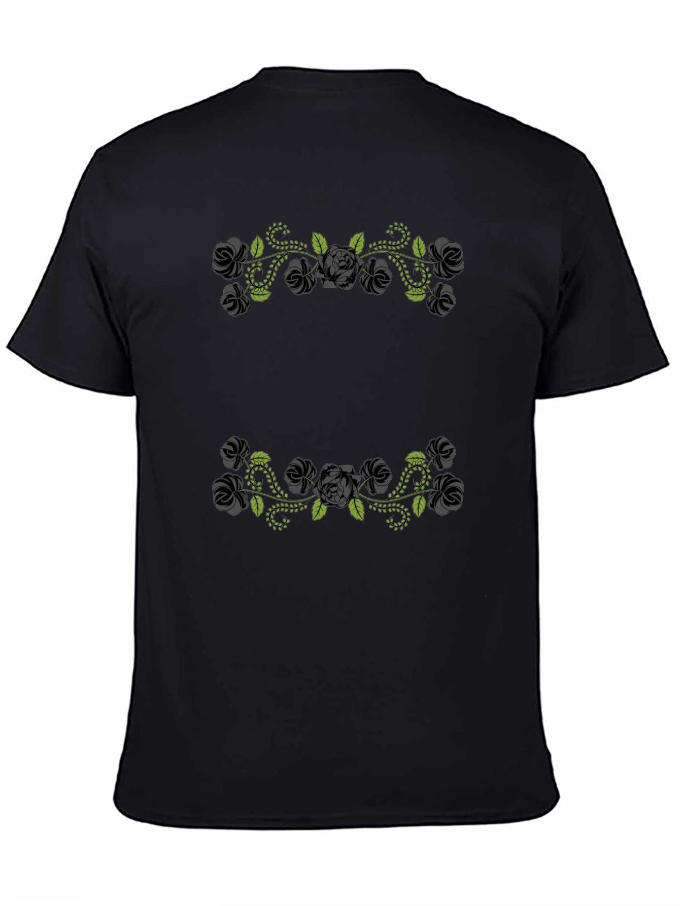 Floral Rose Vine Graphic Black T-Shirt