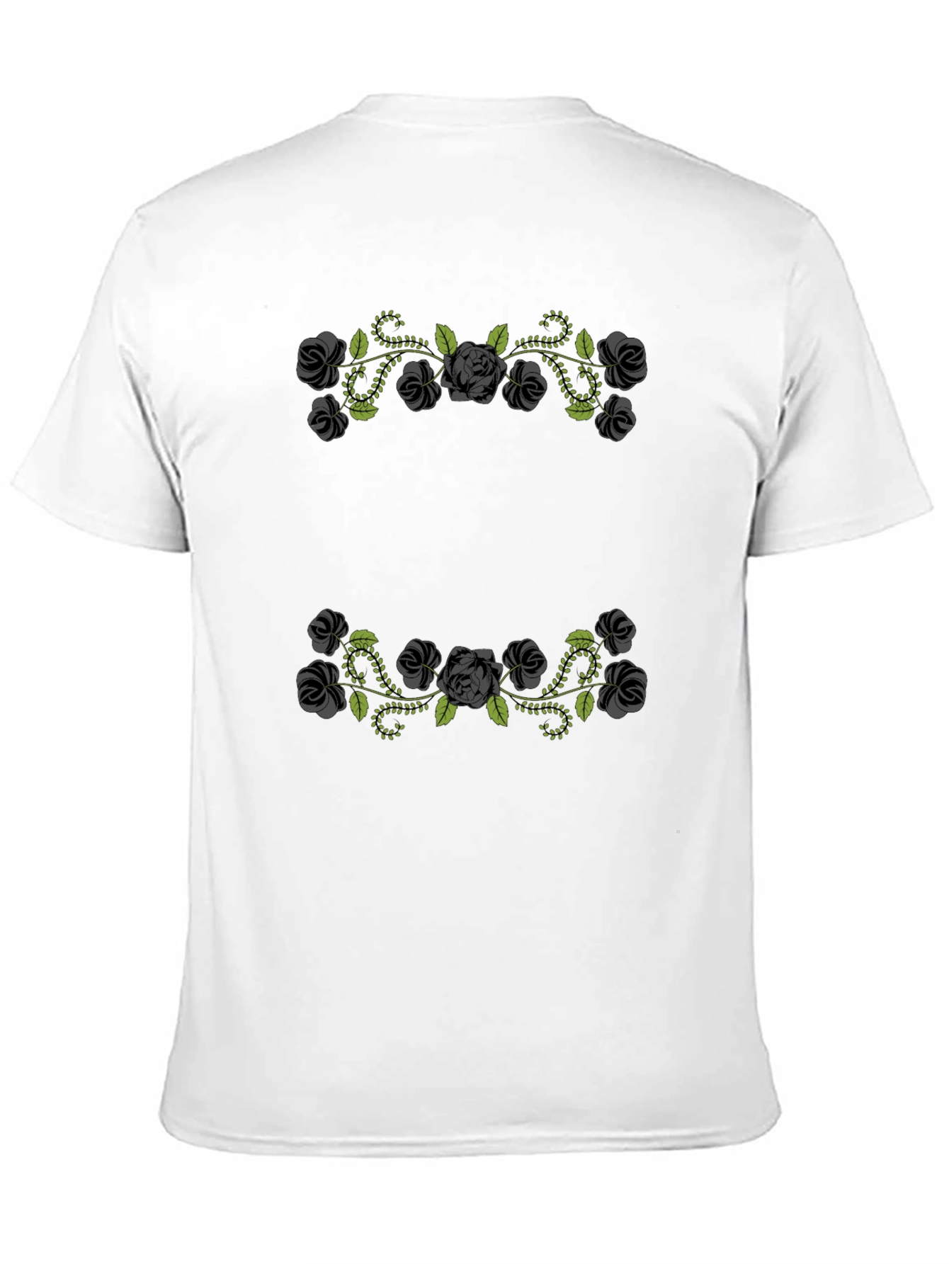 Floral Rose Vine Graphic Black T-Shirt
