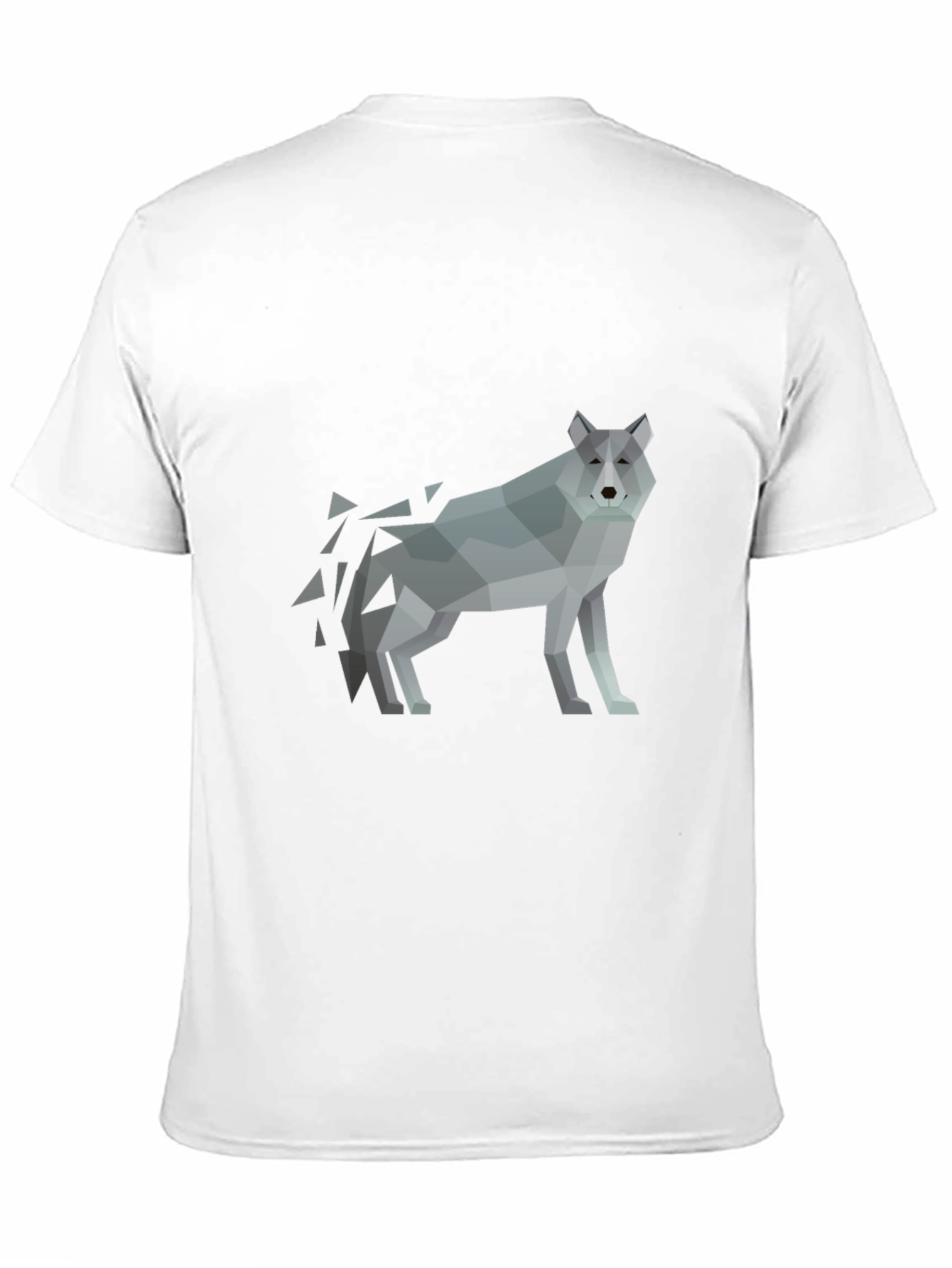 Geometric Wolf Print Black T-Shirt