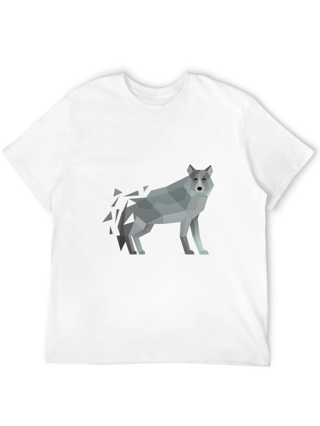 Geometric Wolf Print Black T-Shirt