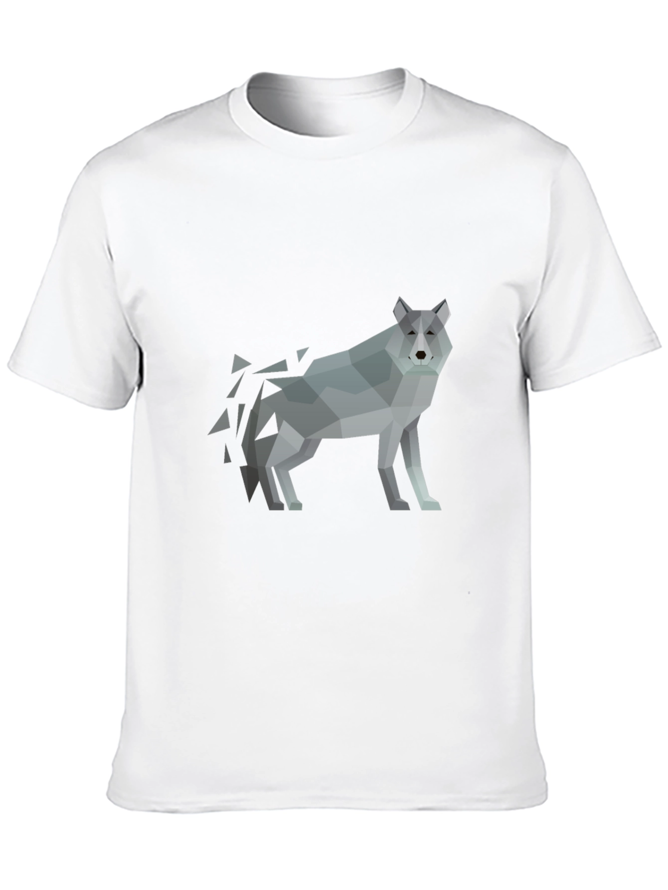 Geometric Wolf Print Black T-Shirt