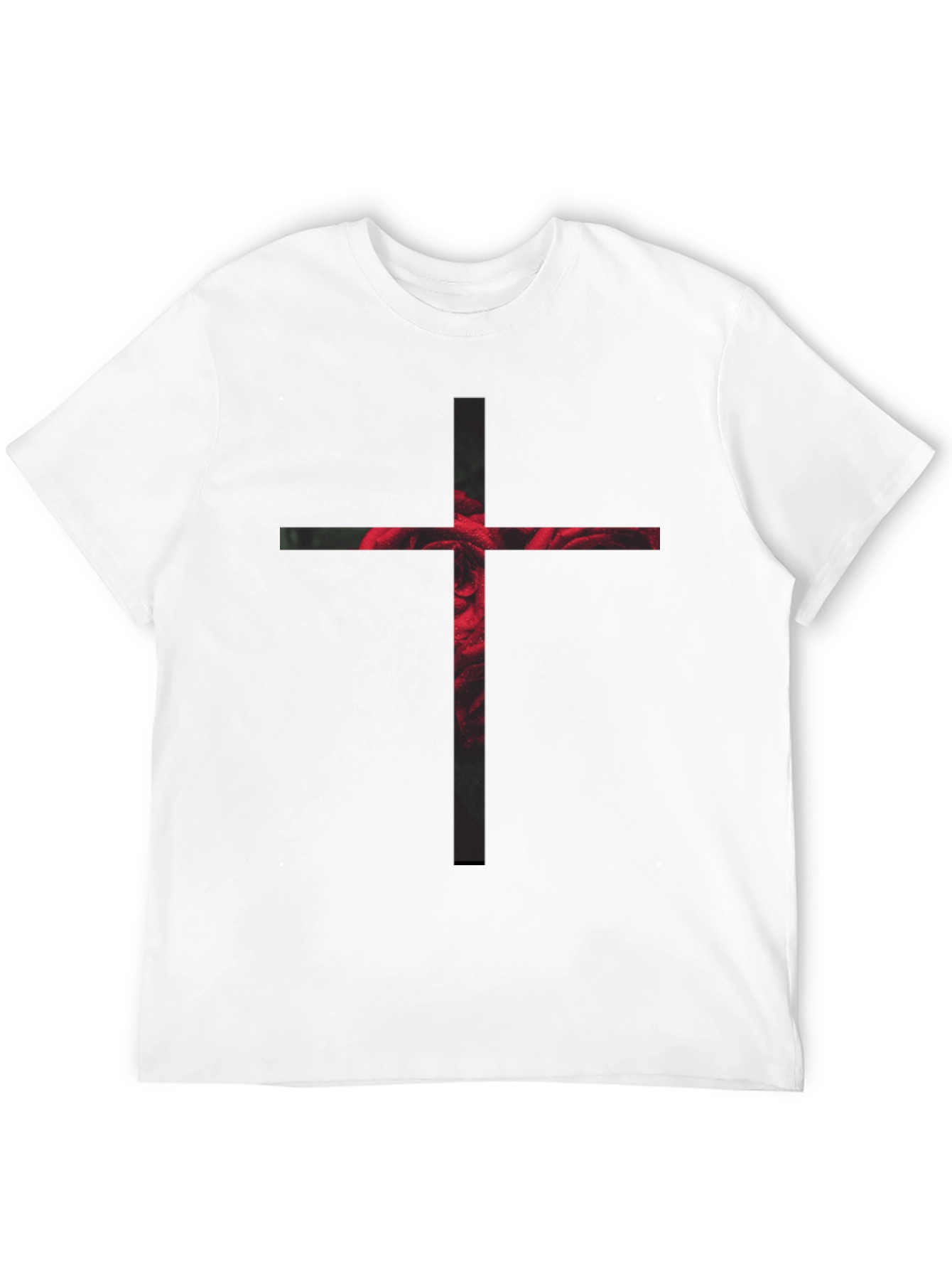Rose Cross Graphic Black T-Shirt