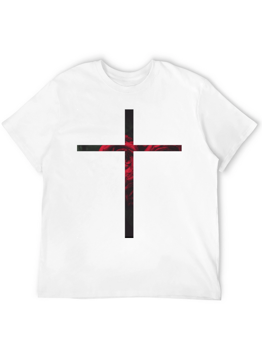 Rose Cross Graphic Black T-Shirt