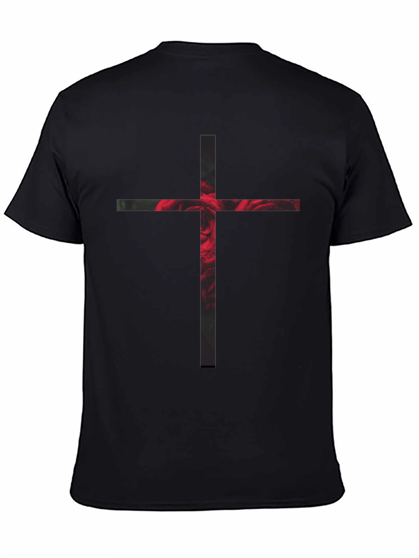 Rose Cross Graphic Black T-Shirt