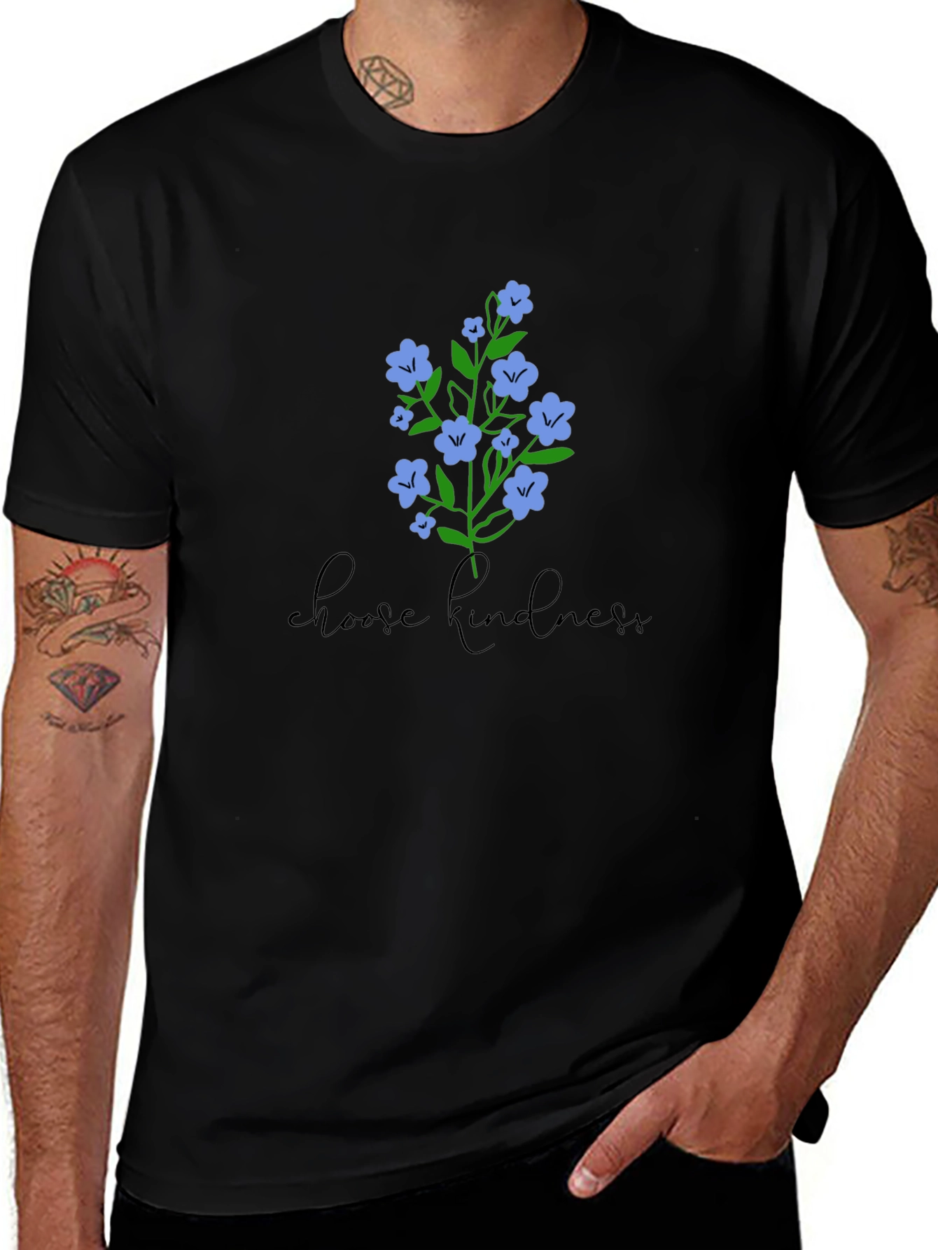Choose Kindness Floral Graphic Tee - Black