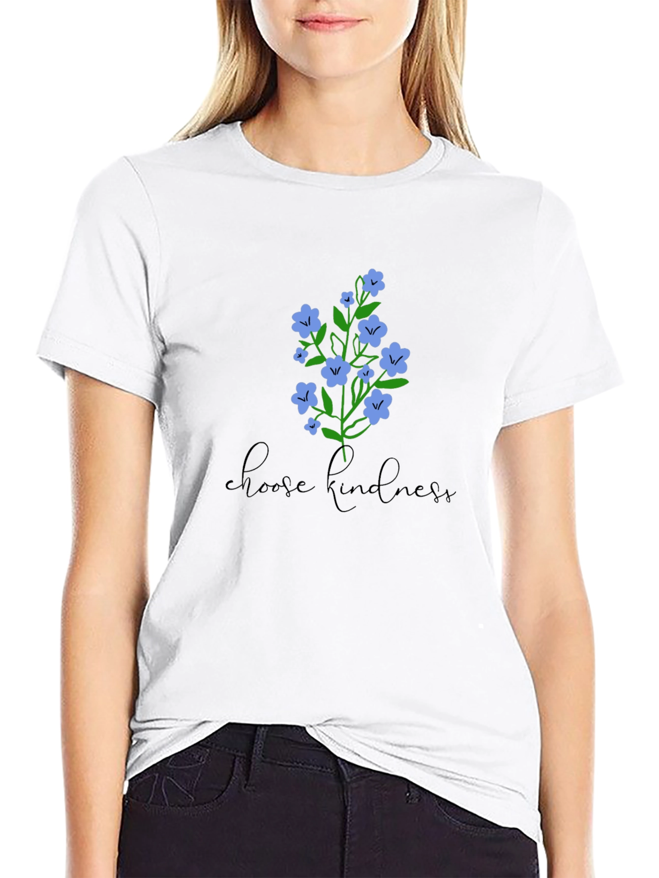 Choose Kindness Floral Graphic Tee - Black