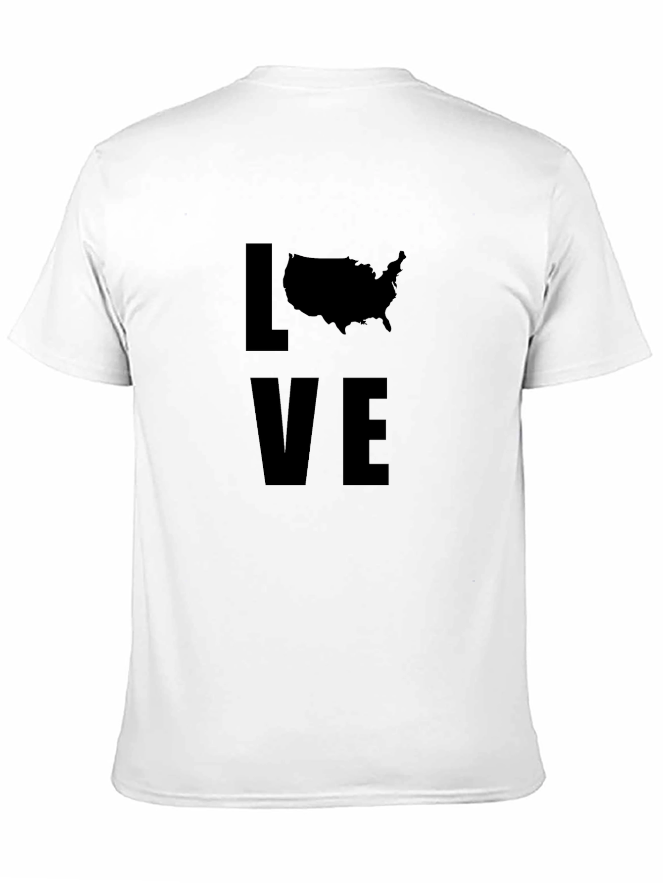 Love USA Map Graphic Tee - Black Crewneck T-Shirt